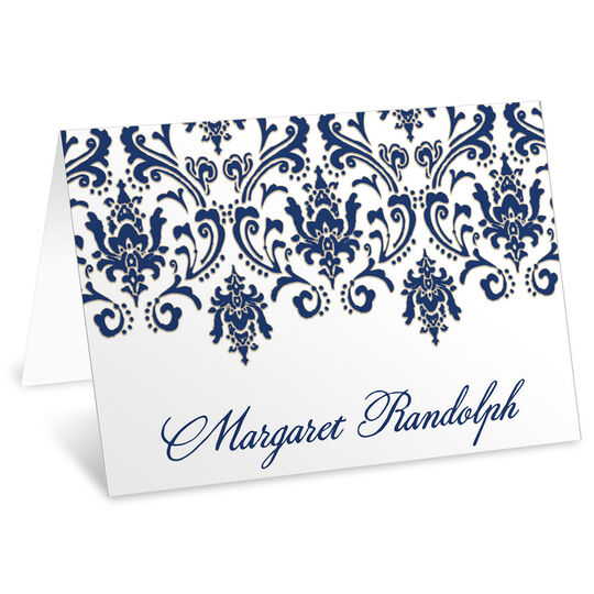 Damask Navy and Gold Folded Enclosure Cards